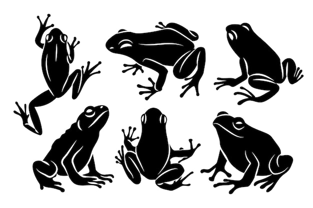 Vecteur gratuit silhouette de grenouille dessinée à la main