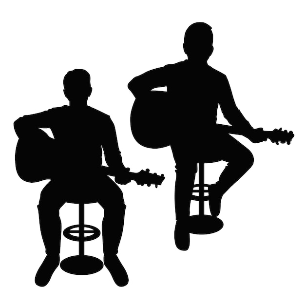 Vecteur gratuit silhouette de guitariste dessinée à la main