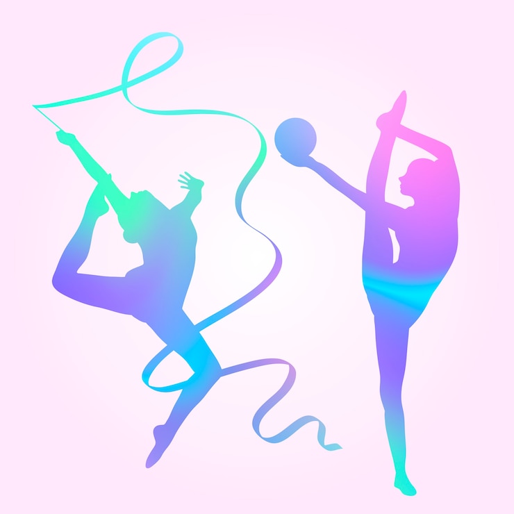 Vecteur gratuit silhouette de gymnastique colorée dégradée