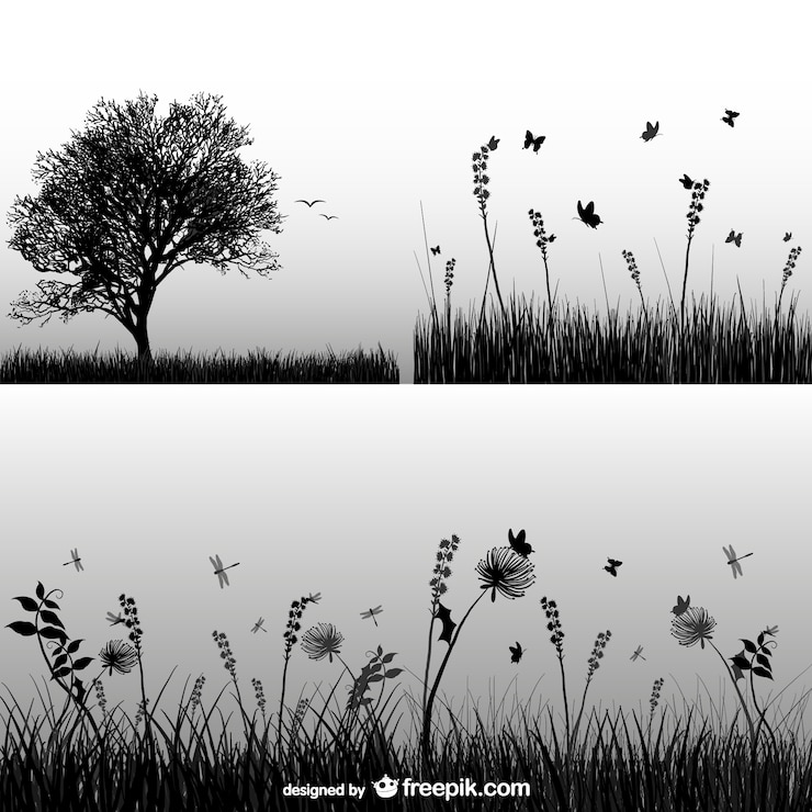 Vecteur gratuit silhouette herbe