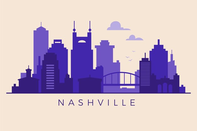 Silhouette d'horizon de nashville design plat