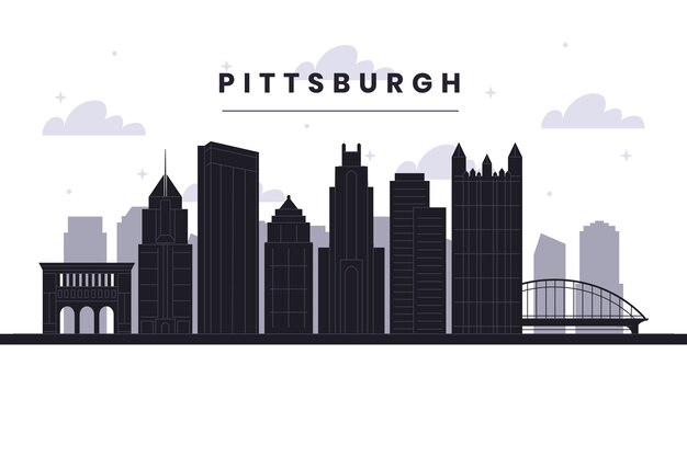 Silhouette d'horizon de pittsburgh design plat