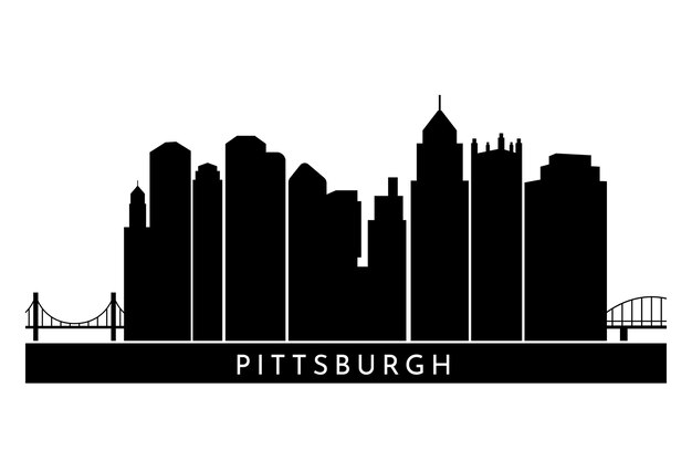 Silhouette d'horizon de pittsburgh dessinée à la main