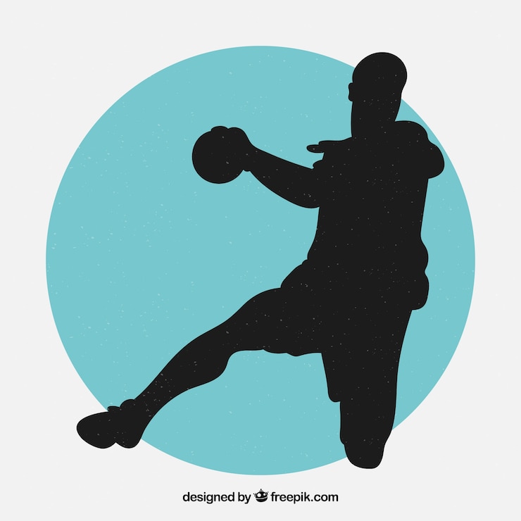 Vecteur gratuit silhouette de joueur de handball moderne