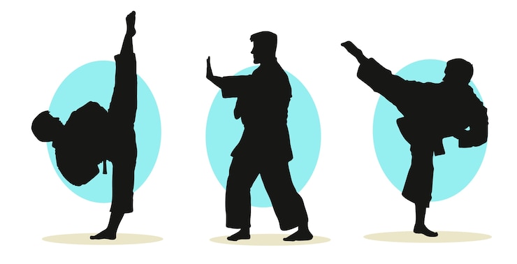 Vecteur gratuit silhouette de karaté dessinée à la main