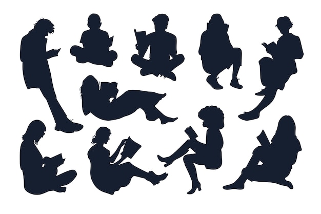 Silhouette de lecture dessinée à la main