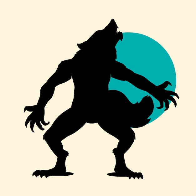 Silhouette De Loup-garou Dessiné à La Main