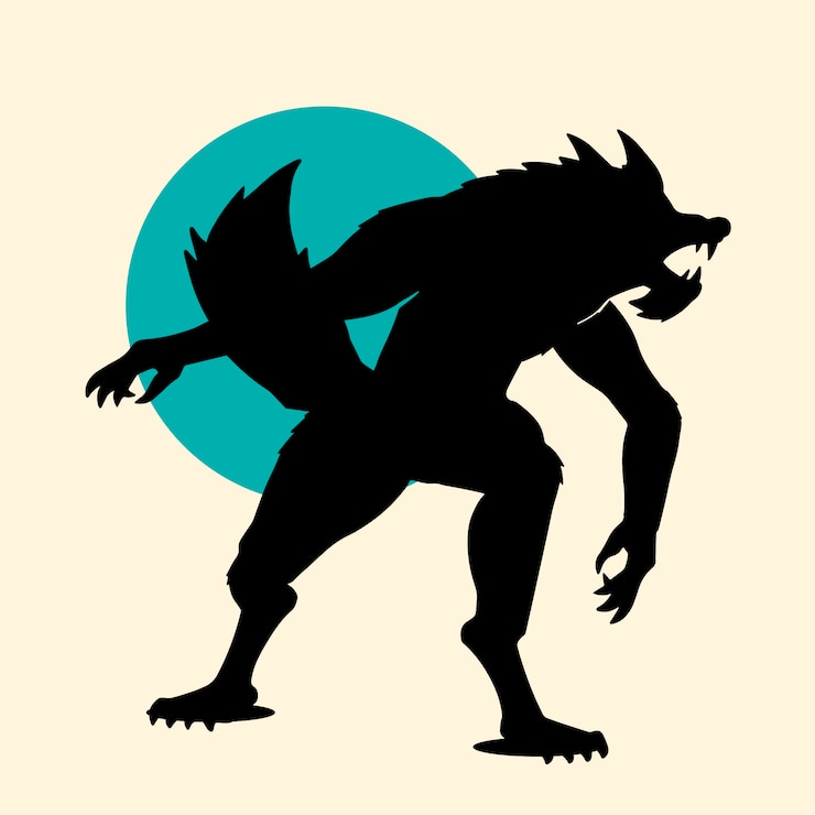 Vecteur gratuit silhouette de loup-garou dessiné à la main