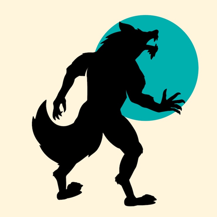 Vecteur gratuit silhouette de loup-garou dessiné à la main