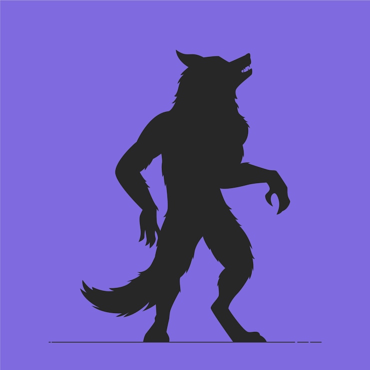 Vecteur gratuit silhouette de loup-garou dessinée à la main