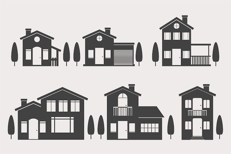Vecteur gratuit silhouette de maison dessinée à la main
