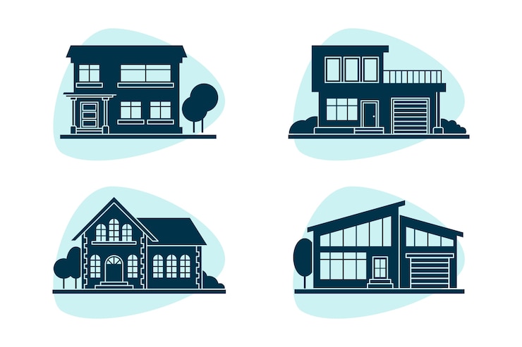 Vecteur gratuit silhouette de maison dessinée à la main