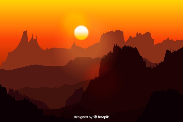 Silhouette de montagnes au lever du soleil