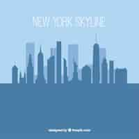 Vecteur gratuit silhouette new york skyline fond dans un style plat