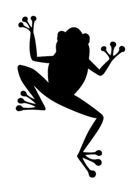 Silhouette Noire Mignonne Grenouille Souriante Assise Sur Le Sol Dessin  Animé Animal Design Plat Vector Illustration Isolé Sur Fond Blanc. |  Vecteur Premium