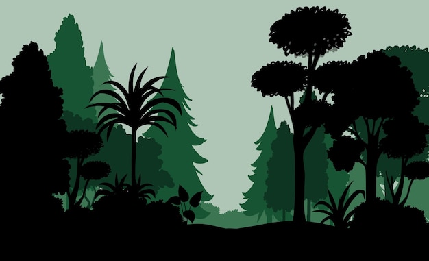 Vecteur gratuit silhouette ombre de la scène de la forêt