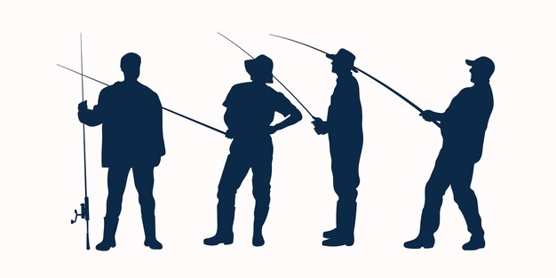 Silhouette de pêche homme design plat