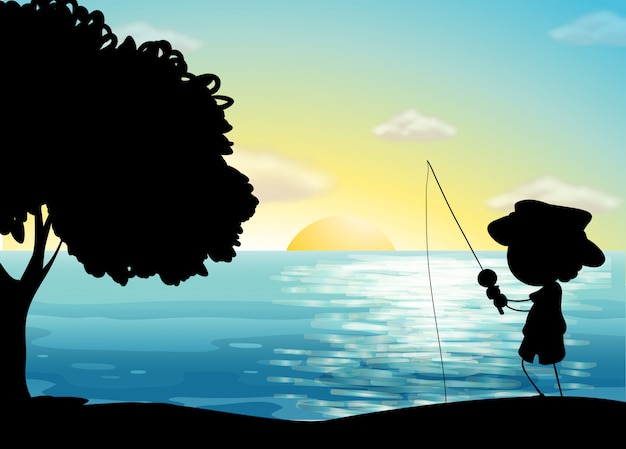 Silhouette de pêche