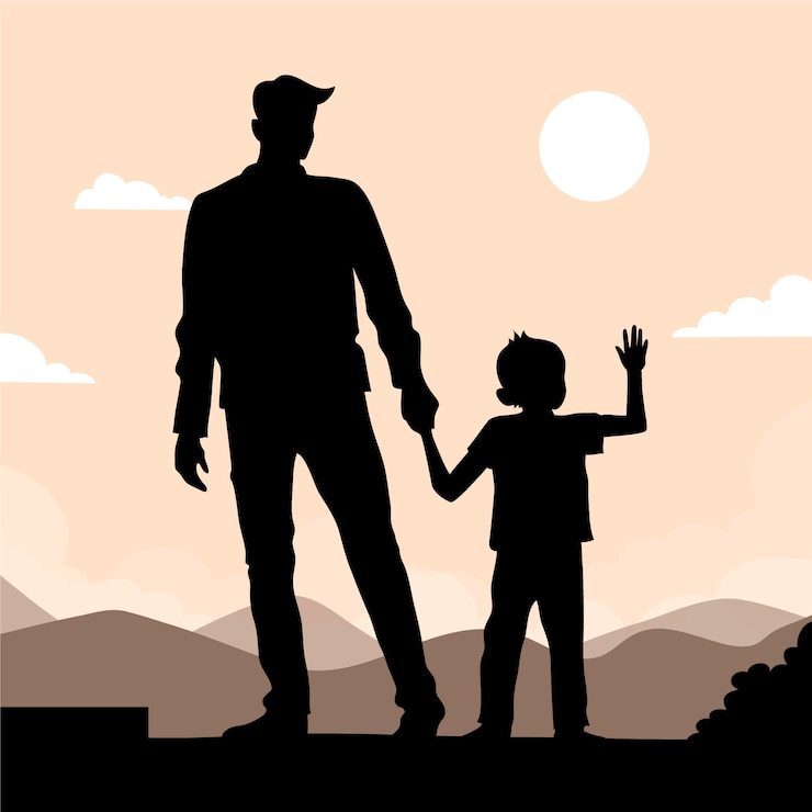 Vecteur gratuit silhouette d'un père et d'un fils.