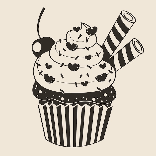 Silhouette de petit gâteau dessiné à la main