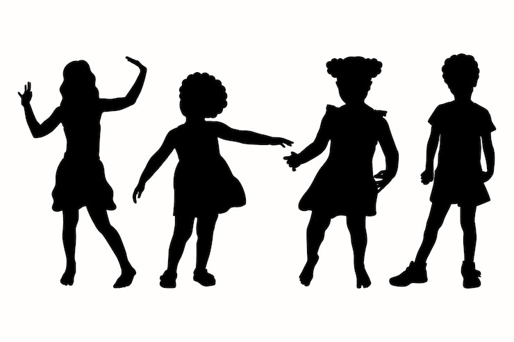 Vecteur gratuit silhouette de petite fille à la conception plate