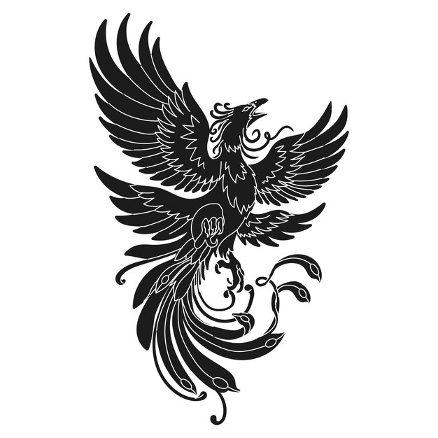 Silhouette de phénix dessiné à la main