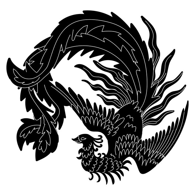 Silhouette de phénix dessiné à la main
