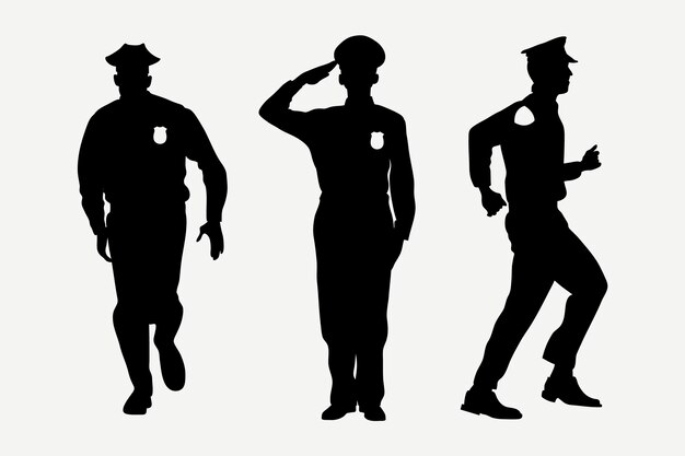 Silhouette de policier dessiné à la main