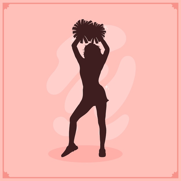 Vecteur gratuit silhouette de pom-pom girl design plat