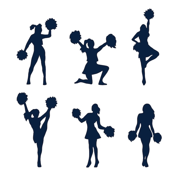 Vecteur gratuit silhouette de pom-pom girl design plat