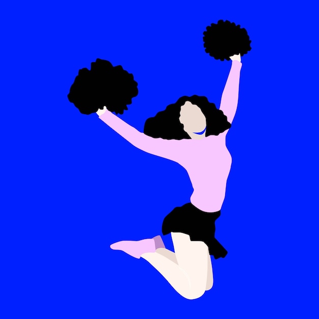 Vecteur gratuit silhouette de pom-pom girl design plat