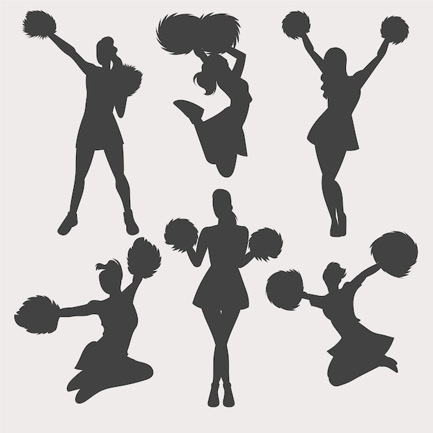 Vecteur gratuit silhouette de pom-pom girl dessinée à la main