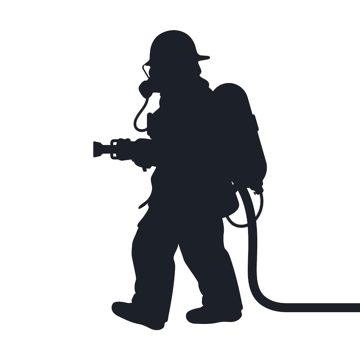 Vecteur gratuit silhouette de pompier dessiné à la main