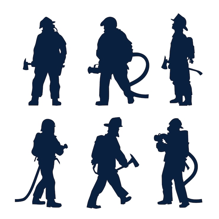 Vecteur gratuit silhouette de pompier dessiné à la main