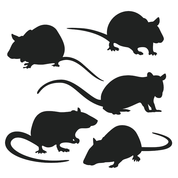 Vecteur gratuit silhouette de rat dessiné à la main