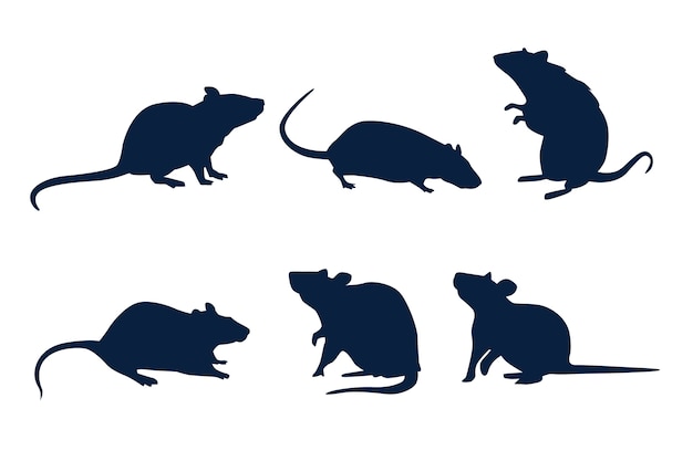 Vecteur gratuit silhouette de rat dessiné à la main