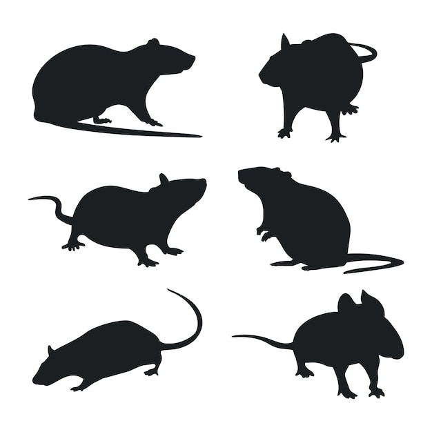 Vecteur gratuit silhouette de rat dessiné à la main