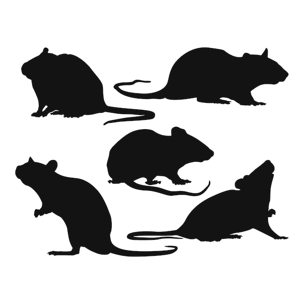 Vecteur gratuit silhouette de rat dessiné à la main