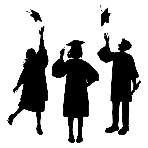 Vecteur gratuit silhouette de remise des diplômes dessinée à la main