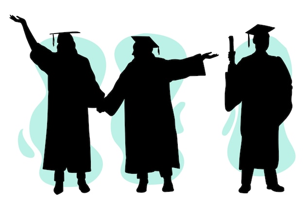 Vecteur gratuit silhouette de remise des diplômes dessinée à la main