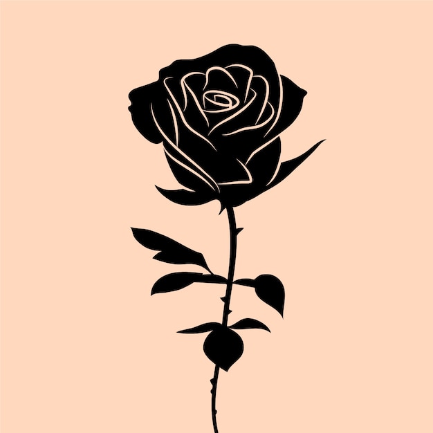 Silhouette de rose à la conception plate