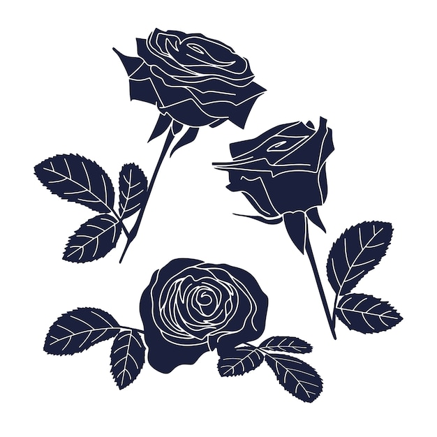 Vecteur gratuit silhouette rose design plat