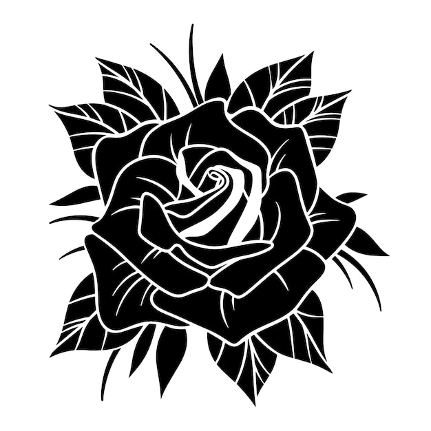 Silhouette rose dessinée à la main