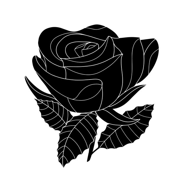 Silhouette de rose dessinée à la main