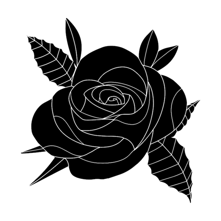 Vecteur gratuit silhouette rose dessinée à la main