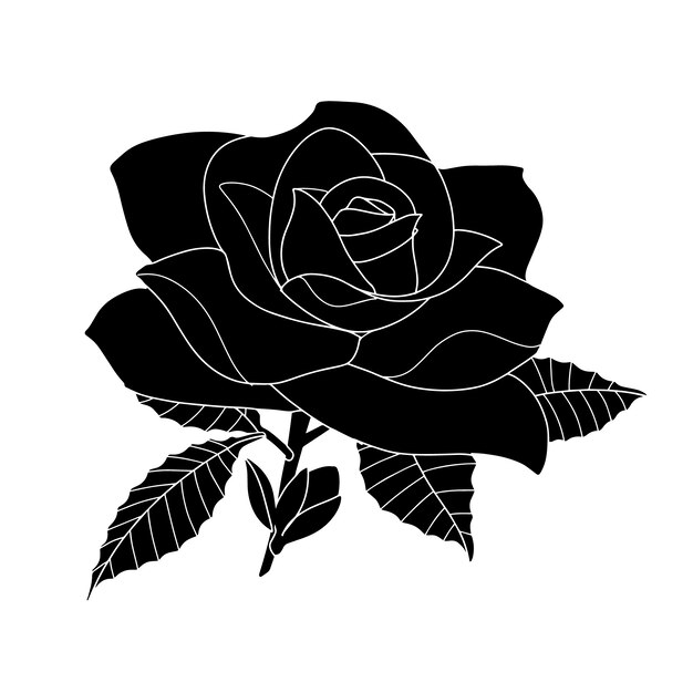Silhouette de rose dessinée à la main