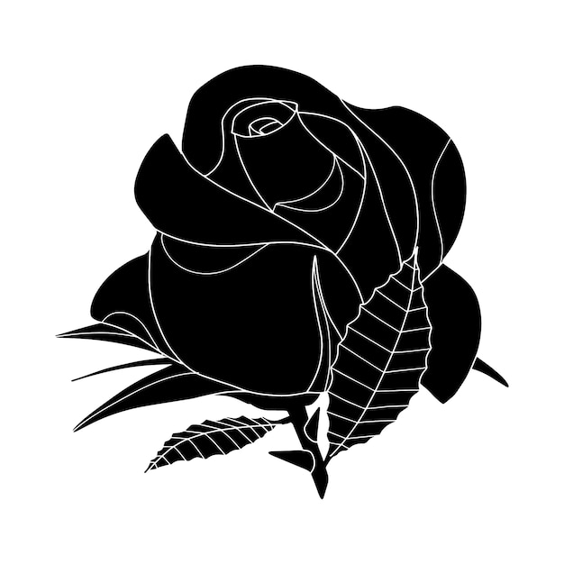 Silhouette Rose Dessinée à La Main