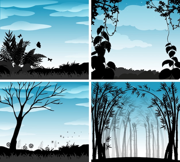 Vecteur gratuit silhouette scène de l'illustration de la nature