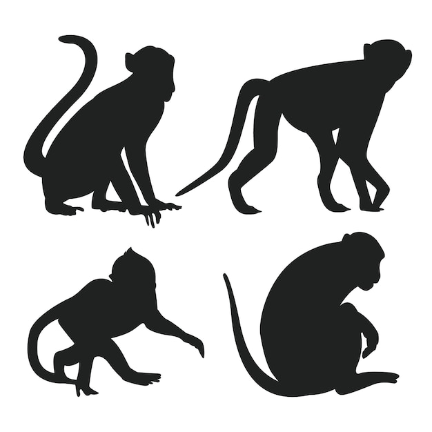 Vecteur gratuit silhouette de singe dessiné à la main