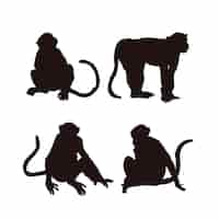 Vecteur gratuit silhouette de singe dessiné à la main